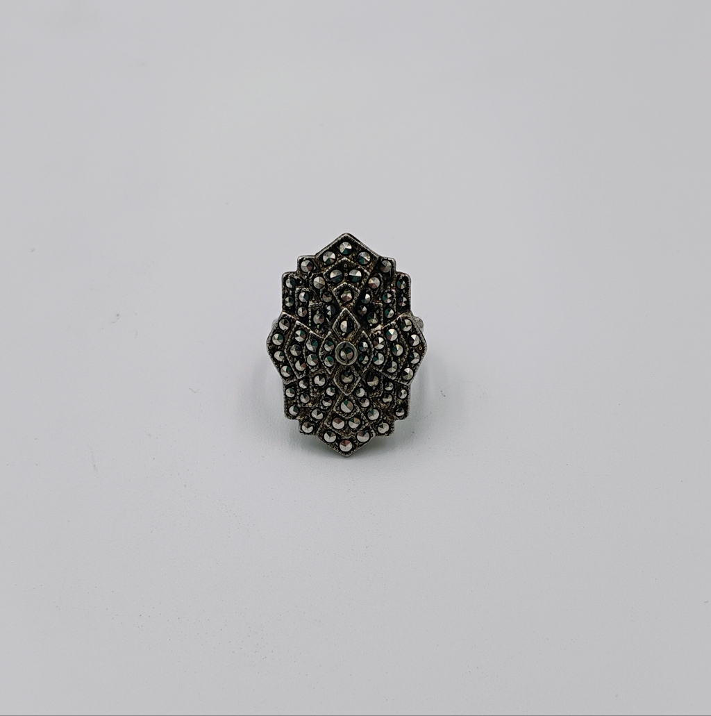 Uncas Sterling Silver Marcasite Ring Art Deco